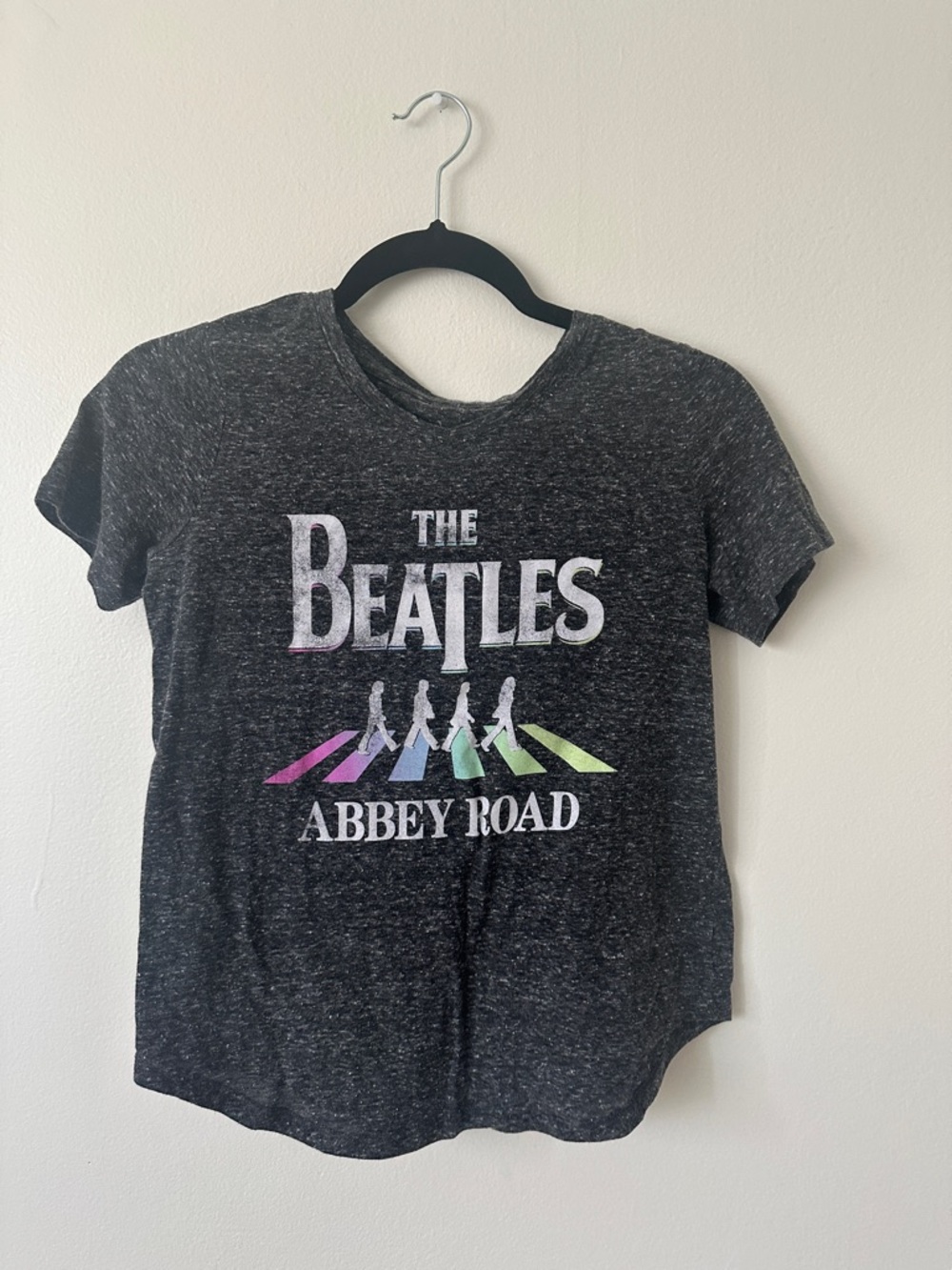 The Beatles Kids Abbey Road Graphic Tee - Black with Pastel Rainbow